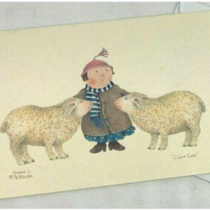 Vtg Unused Dianne L Patterson I LOVE EWES Blank Greeting Card Whimsical Sheep